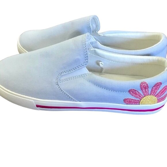 J.CREW Crewcuts Kids Daisy Print Light Blue and Pink Canvas Slip-On Shoes Size 5 - Picture 2 of 9